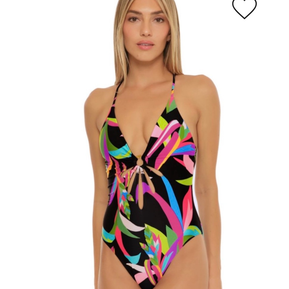 Trina Turk Multicolor Leaf Print swimsuit and coverup